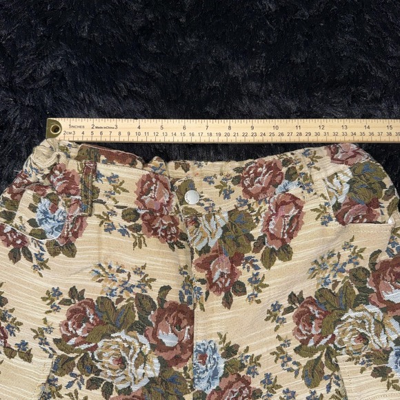 Daisy Pants Womens Large Beige Cargo Floral Tapestry Multi Pocket Adjustable - Picture 8 of 14